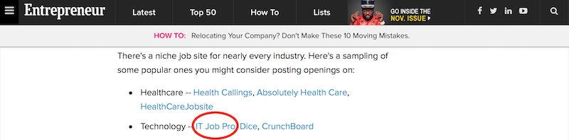 IT Job Pro in Entrepreneur Magazine